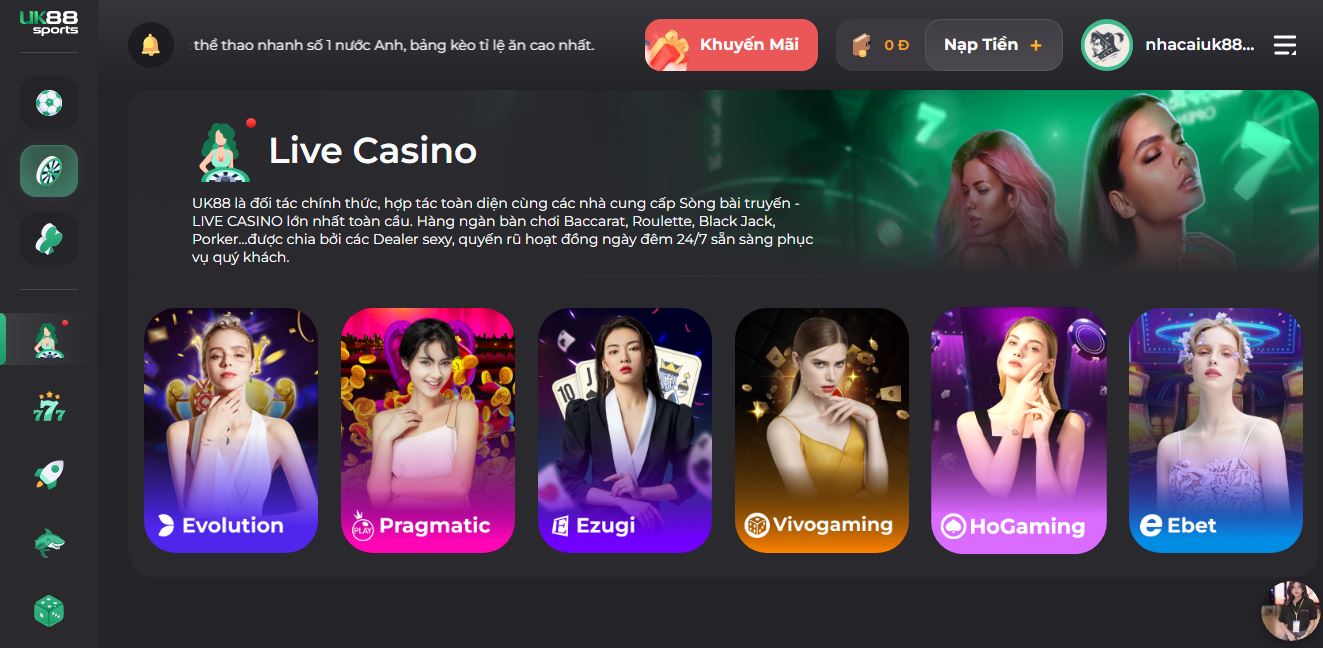 Live Casino - Thể loại ăn khách nhất tại UK88