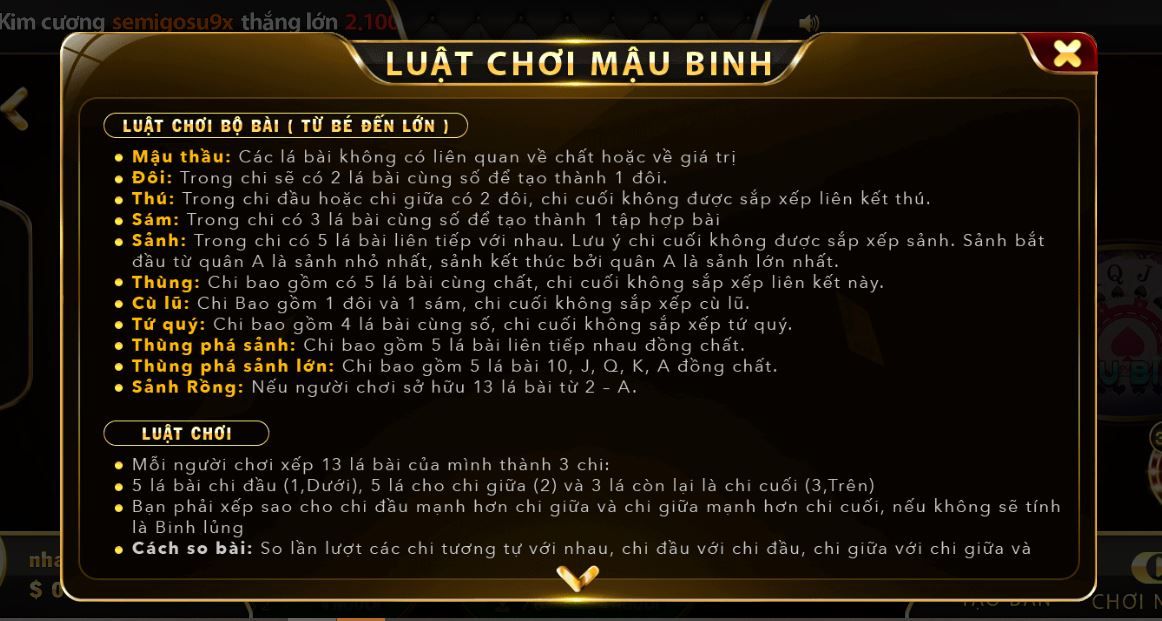 Luật chơi mậu binh dễ thắng tại nhà cái UK88